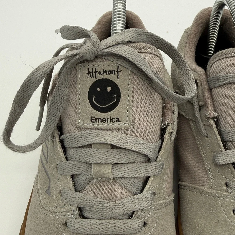Emerica Reynolds Low Altamont Skate Shoes Mens 8 Grey Gum Suede Sneakers